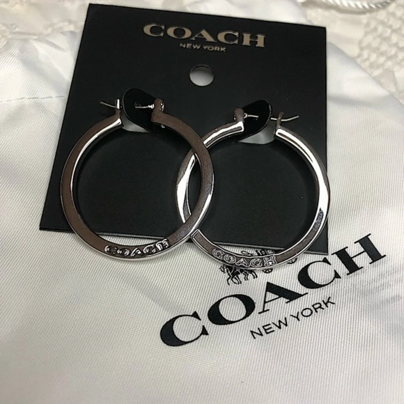 Coach hoop earrings in silver color​​​​​​ - Picture 1 of 7